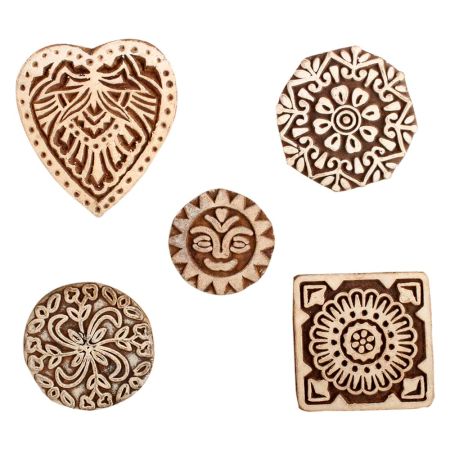 Set of 5 Piece New Mix Wooden Printing Block